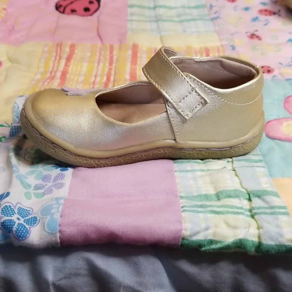 Livie & Luca Gold Metallic Leather  Pio Pio Mary Jane with Purple Bird Size 7 - Picture 6 of 8